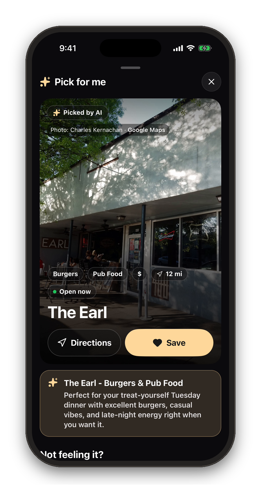 AI daily restaurant pick in Flavorfy